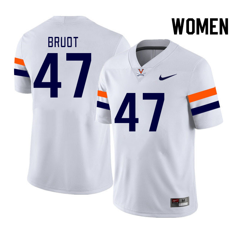 Women #47 Vadin Bruot Virginia Cavaliers College Football Jerseys Stitched Sale-White - Click Image to Close